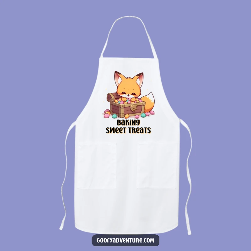 Funny Kawaii Fox Candy Treasure Apron: Bake & Discover Sweetness!