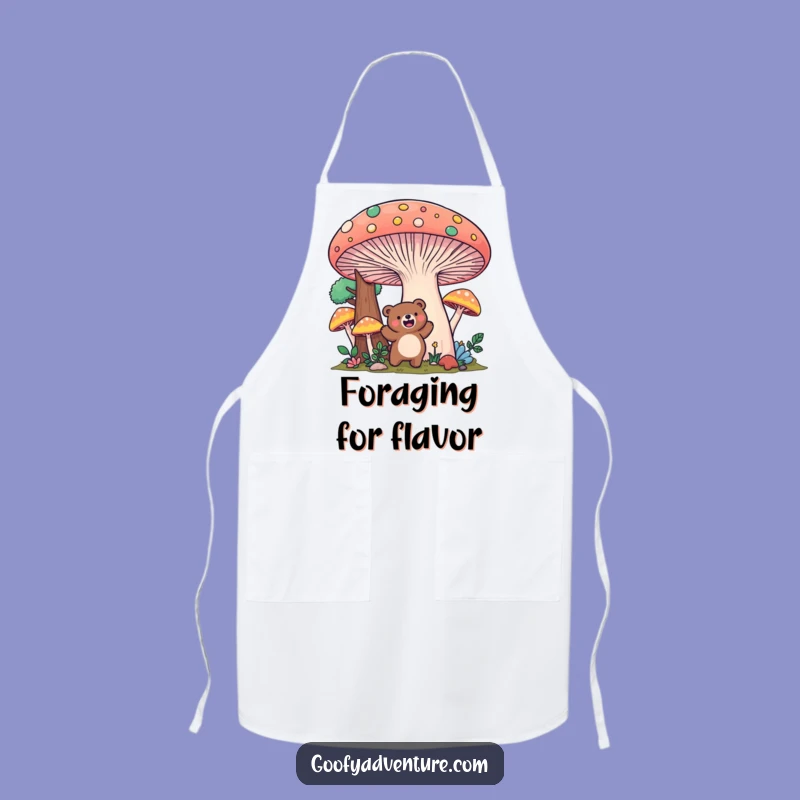 Funny Kawaii Bear Mushroom Forest Apron: Cook with Woodland Whimsy!