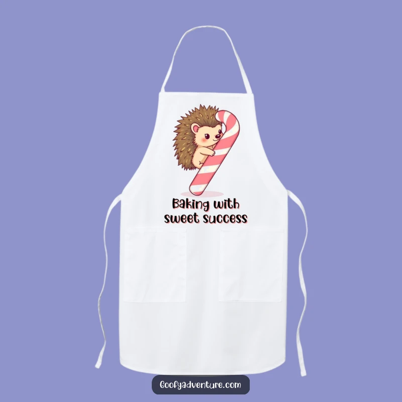 Funny Kawaii Hedgehog Candy Cane Climb Apron - Festive Kitchen Gift