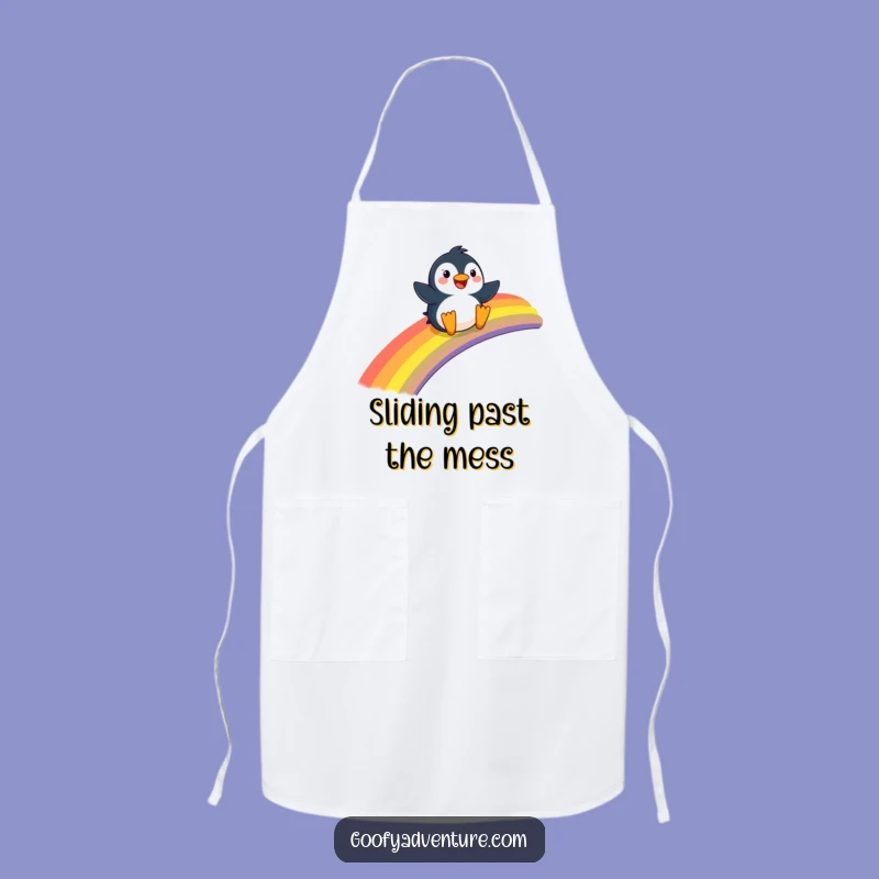 Funny Penguin Apron - Chef's Rainbow Sliding Delight