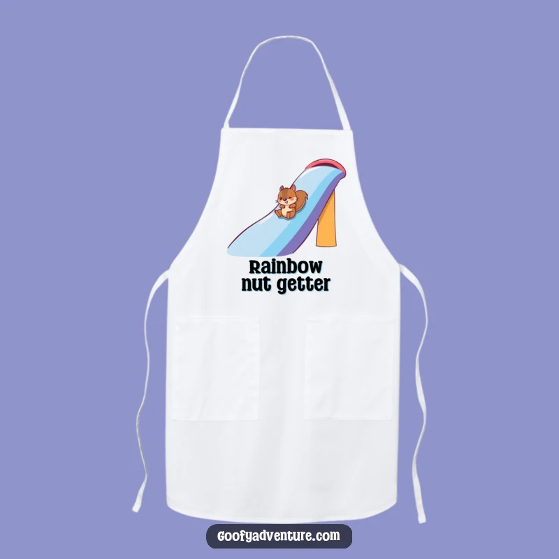 Funny Squirrel Rainbow Slide Apron: Cook Up Fun with This Hilarious Kitchen Gift
