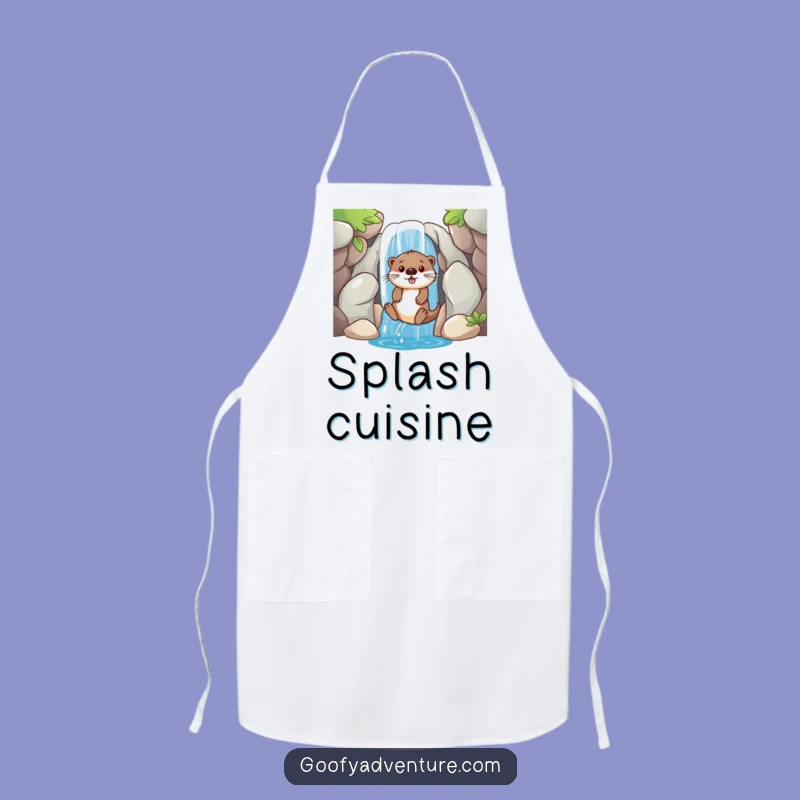 Funny Otter Waterfall Slide Apron: Playful Kitchenwear, Excellent Funny Gift