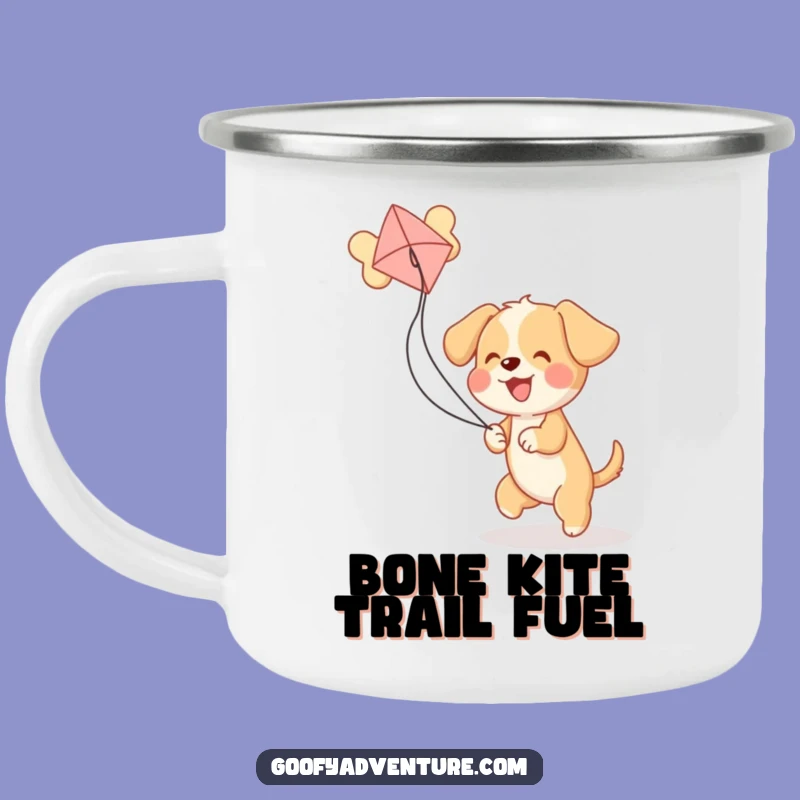 Funny Puppy Bone Kite Camping Mug: Adventure & Laughter Outdoors