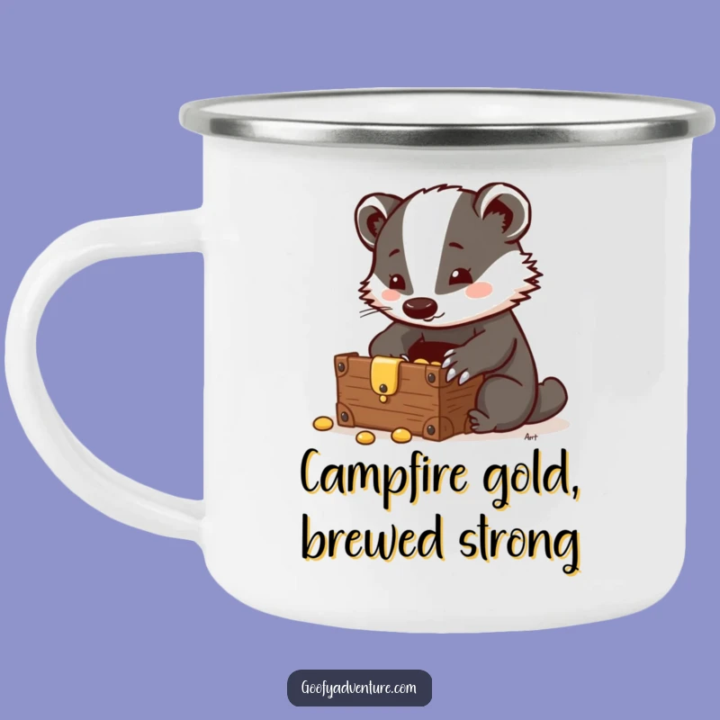 Funny Badger Treasure Chest Camping Mug: Explorer's Brew Gear