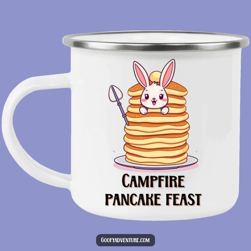 Funny Bunny Camping Mug - Durable Pancake Scaling Adventure Cup