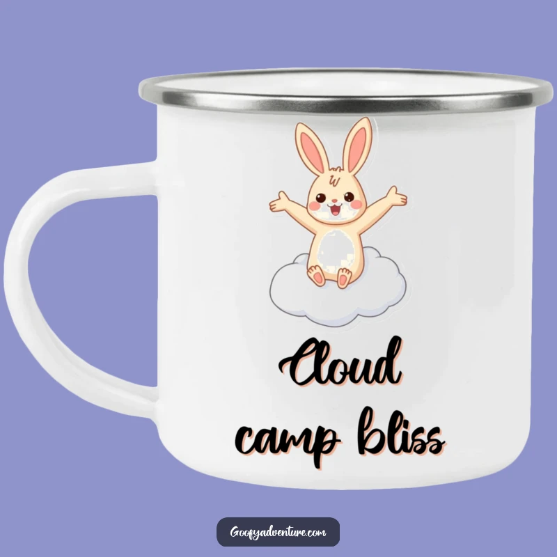 Funny Rabbit Flying Cloud Camping Mug: Sky-High Sips, Perfect Dreamy Outdoor Gift!