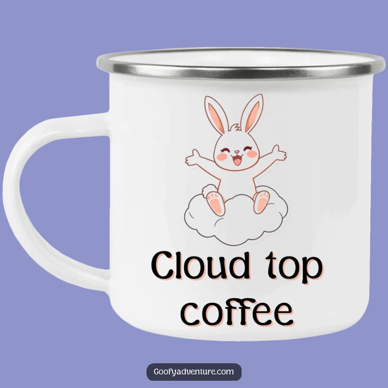 Funny Rabbit Cloud Rider Camping Mug: Whimsical Drinkware, Great Funny Gift
