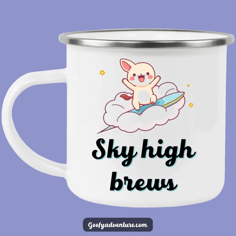 Durable Funny Kawaii Cloud Surfer Animal Camping Mug: Adventure Fuel for Laughs