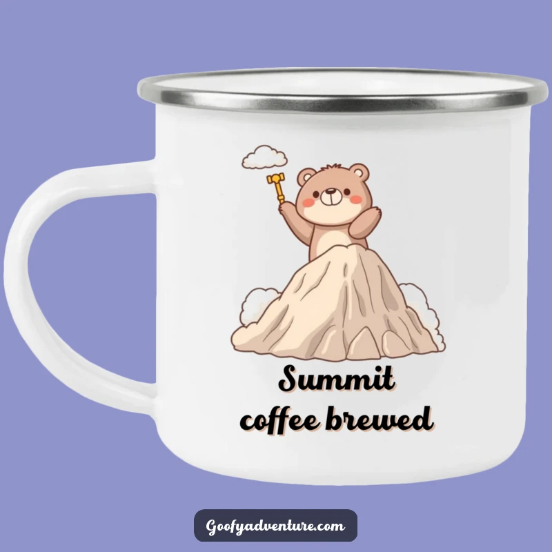 Funny Bear Camping Mug: Rugged Cloud Climber Adventure Drinkware