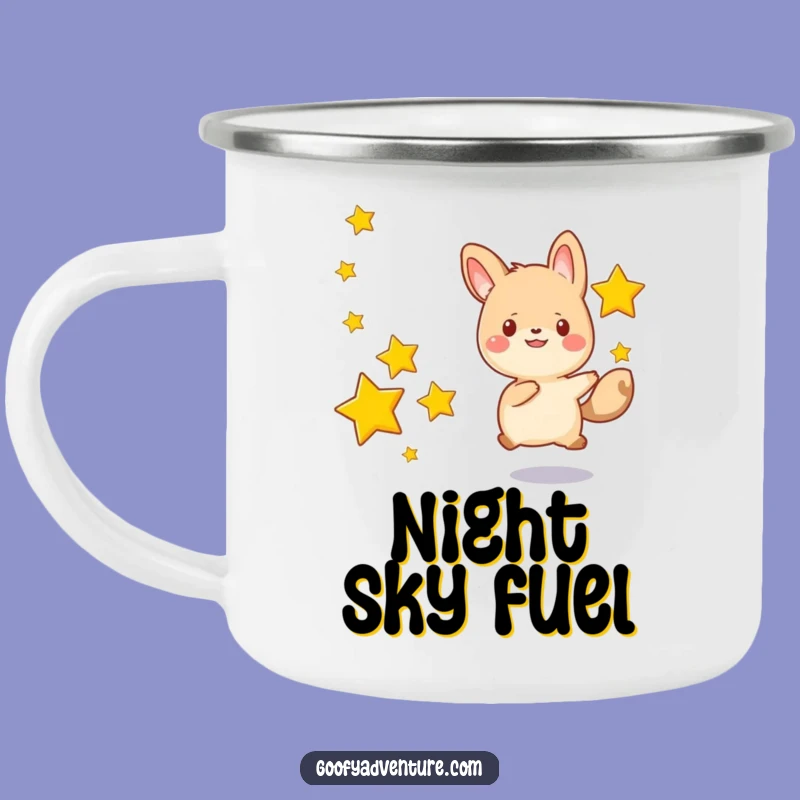 Funny Kawaii Animal Star Chase Camping Mug: Night Sky Pursuit, Durable Dreamy Gift