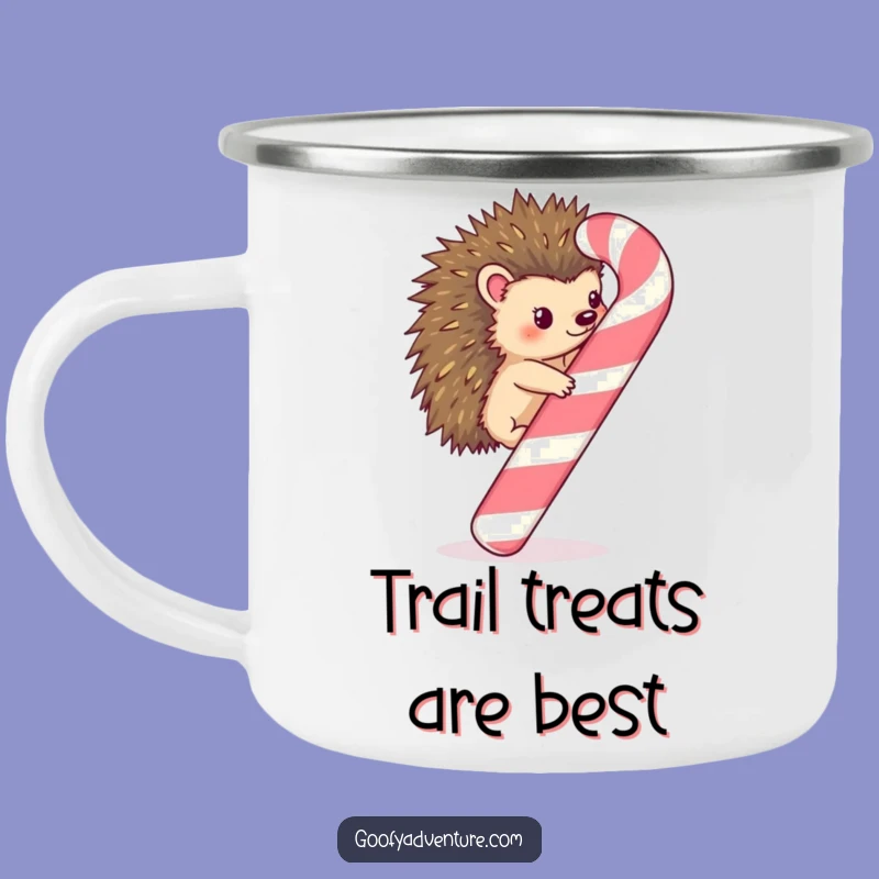 Funny Kawaii Hedgehog Candy Cane Climb Camping Mug - Outdoor Holiday Gift