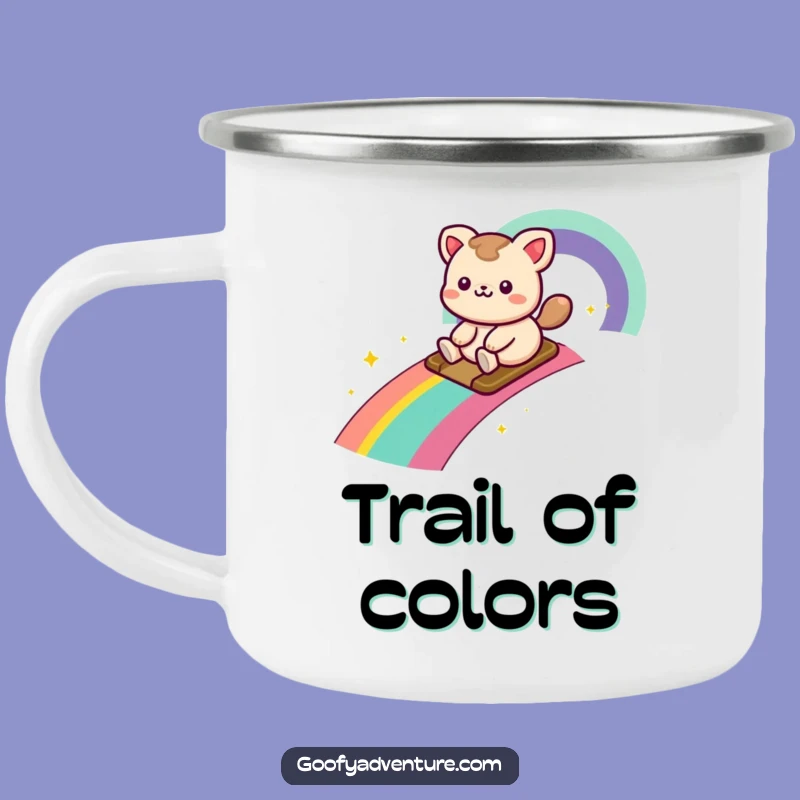 Funny Kawaii Rainbow Camping Mug - Your Adventure's Colorful Companion!
