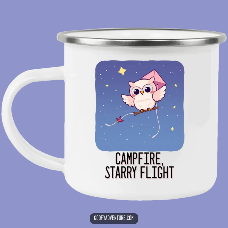 Funny Owl Kite Camping Mug - Enjoy Night Sky Adventures with Hot Drinks
