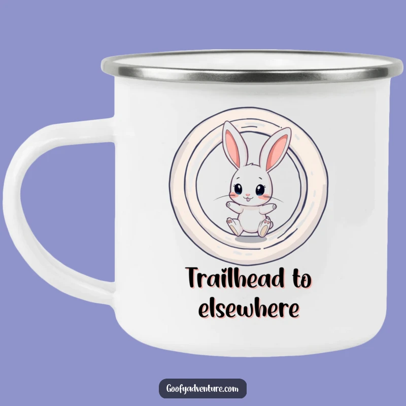 Funny Rabbit Portal Camping Mug: Durable Curious Rabbit Mug for Explorers, Eco-Friendly Funny Gift!