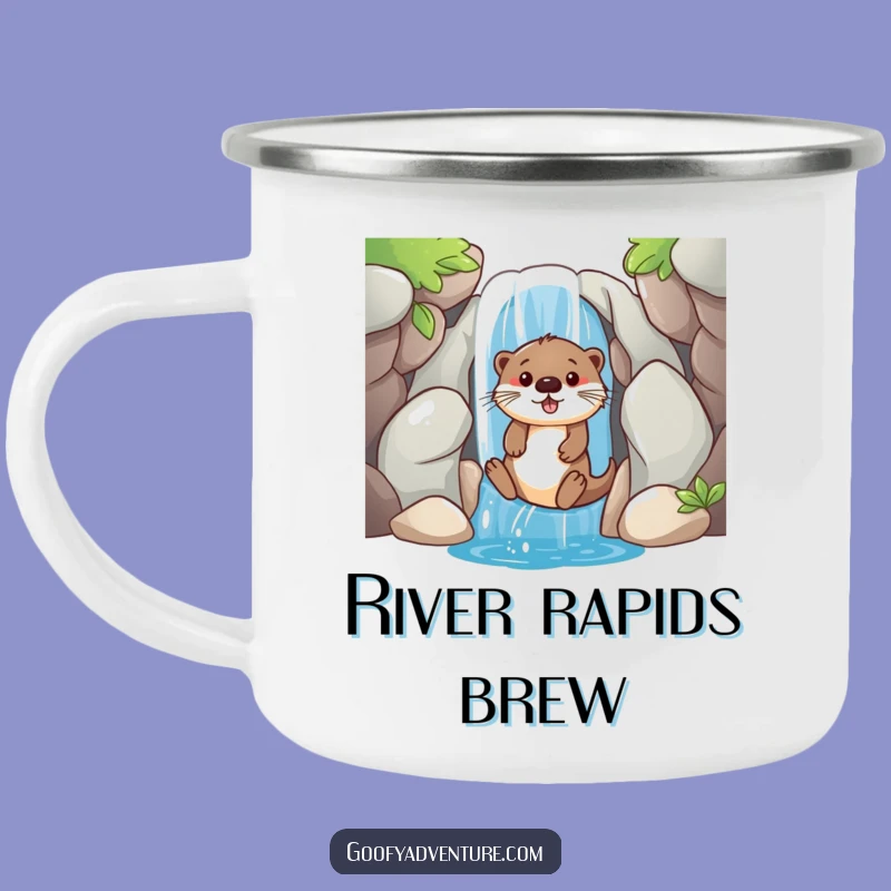 Funny Otter Waterfall Slide Camping Mug: Playful Drinkware, Great Funny Gift