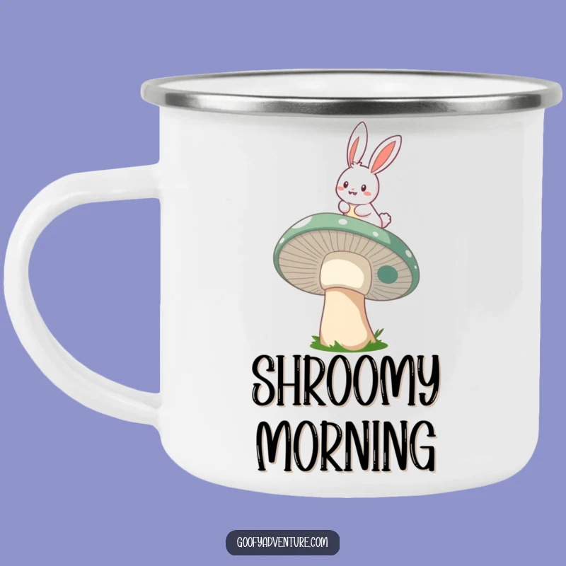 Funny Bunny Mushroom Rider Camping Mug: Magical Outdoors, Whimsical Journey, Adventure Gift
