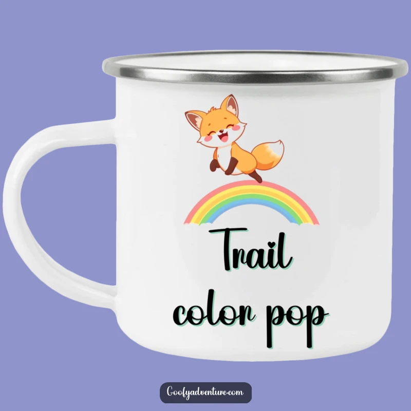 Funny Fox Rainbow Leap Camping Mug: Cheerful Drinkware, Great Funny Gift