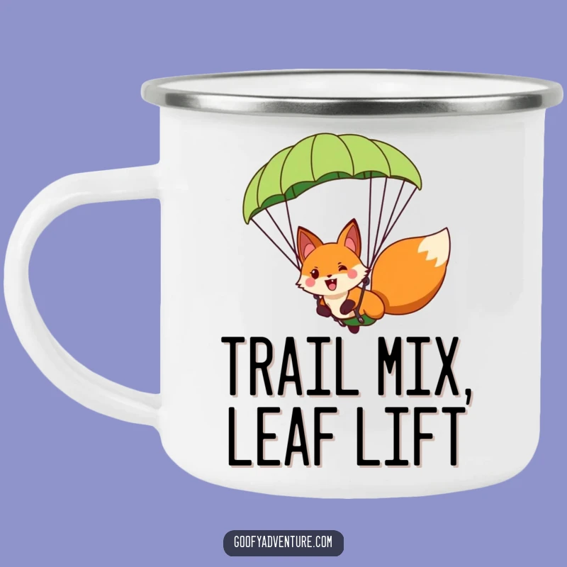 Funny Fox Paragliding Camping Mug - Enjoy Hot Drinks on Hilarious Outdoor Adventures