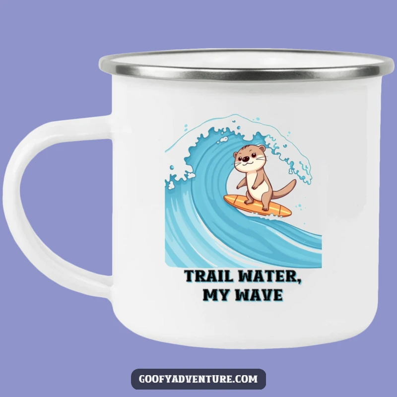 Funny Otter Surfing Camping Mug: Durable Otter Wave Mug for Outdoor Fun, Eco-Friendly Funny Gift!