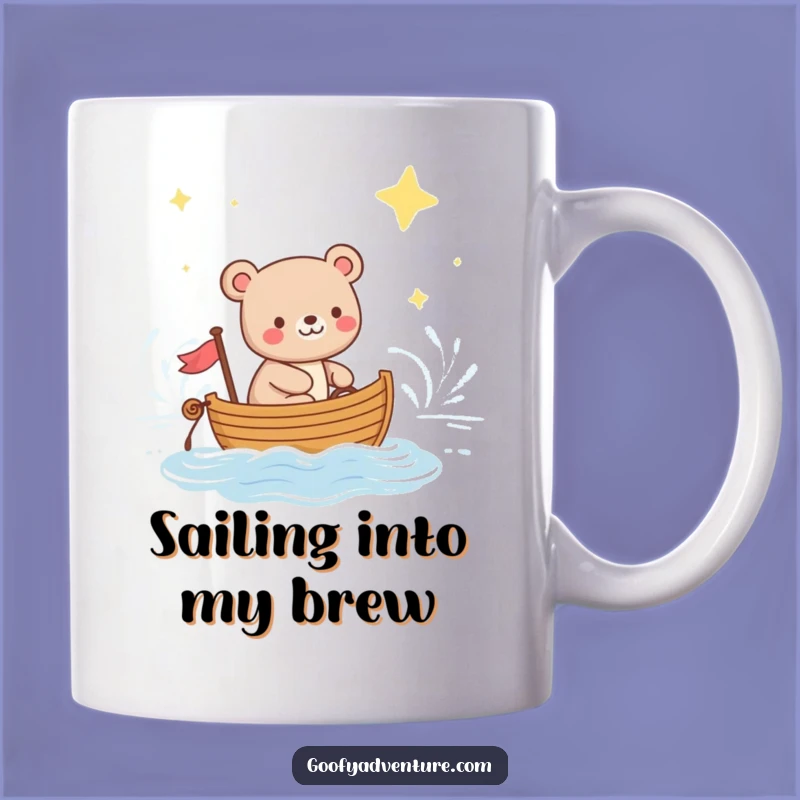 Funny Bear Sailing Mug: Dreamy Night Voyage Gift Under the Stars
