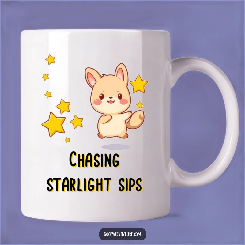 Funny Kawaii Animal Star Chase Mug: Happy Pursuit, Dreamy Gift Idea