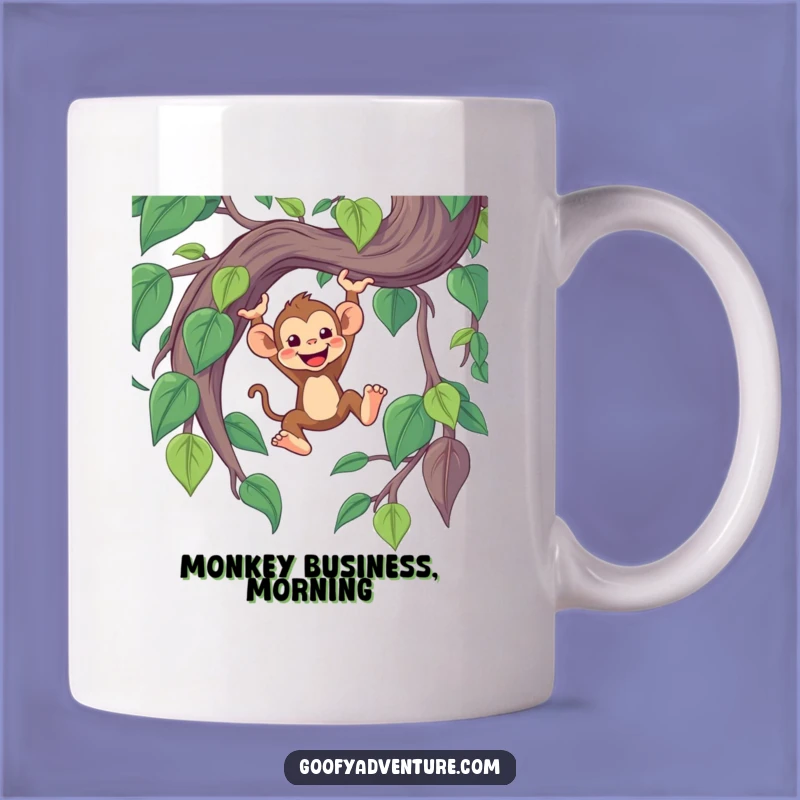 Funny Monkey Vine Mug: Cheerful Monkey Swinging for Jungle Fun, Hilarious Funny Gift!