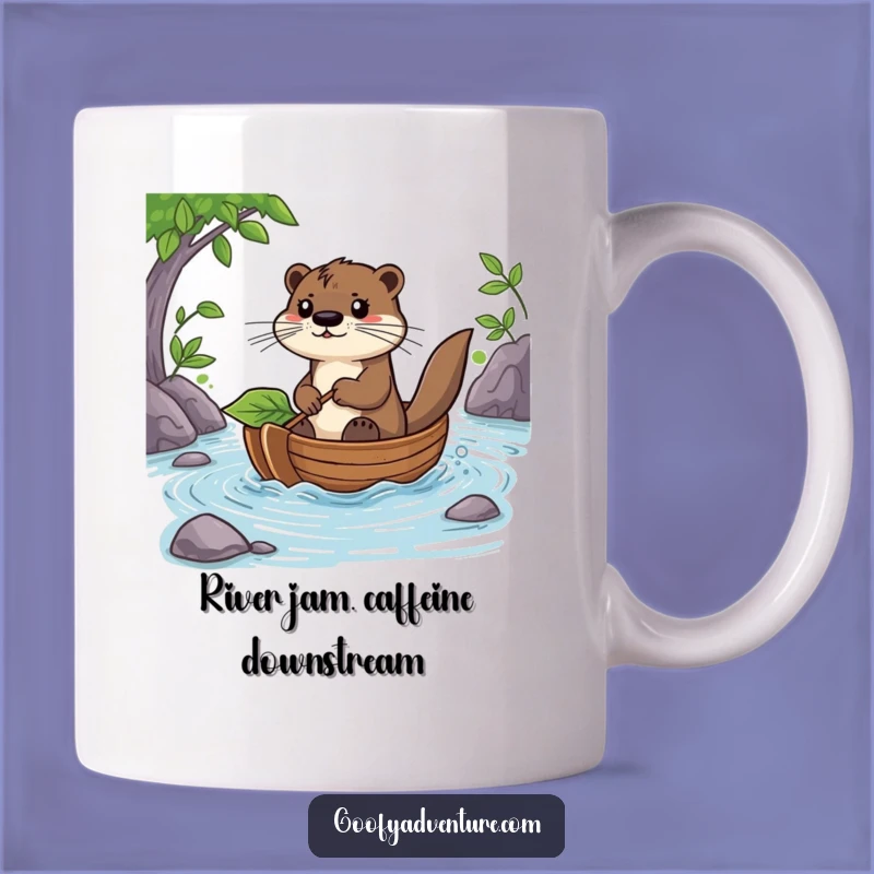 Funny Otter Leaf Boat Mug: A Hilarious Adventure Gift for River Lovers