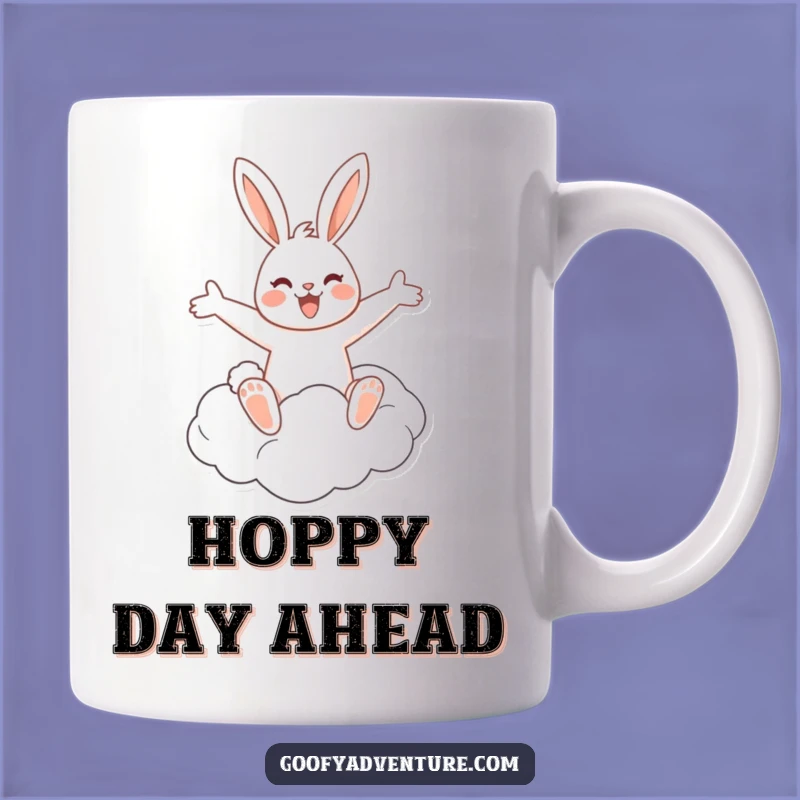 Funny Rabbit Cloud Rider Mug: Whimsical Art, Perfect Funny Gift