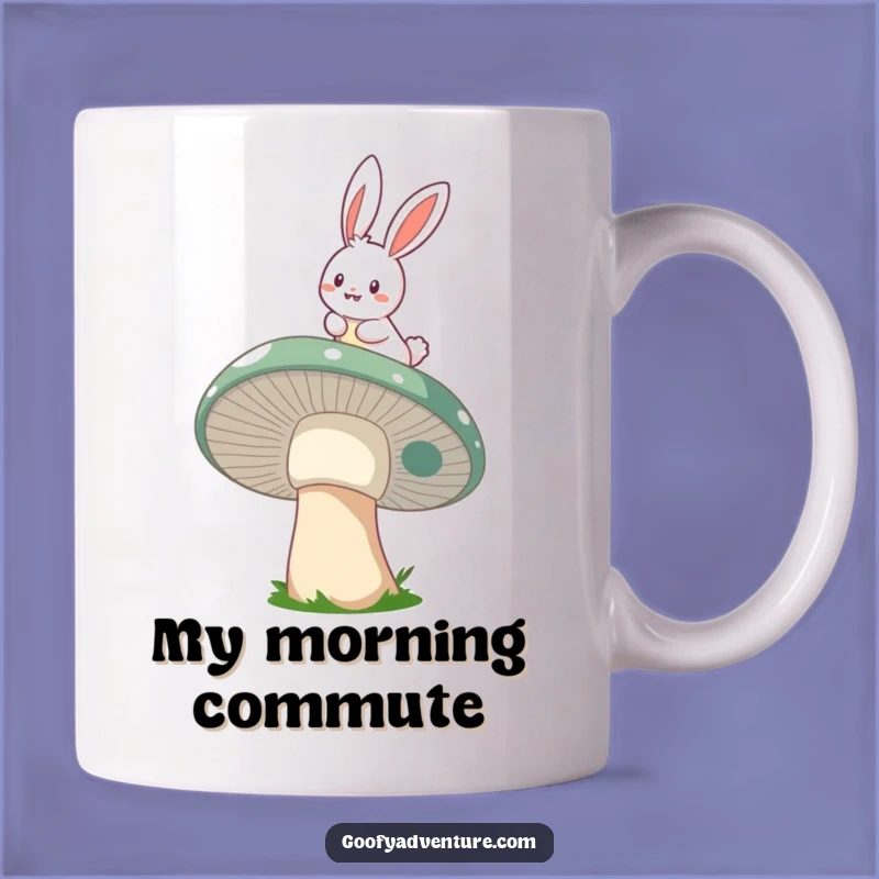 Funny Bunny Mushroom Rider Mug: Whimsical Flight, Magical Journey, Fun Gift