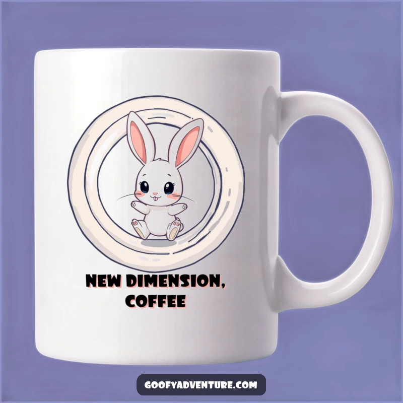 Funny Rabbit Portal Mug: Curious Rabbit Jumping into Swirl, Mysterious Funny Gift!