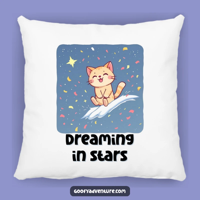 Funny Cat Confetti Dream Pillow - Cozy Celestial Comfort & Hilarious Decor!