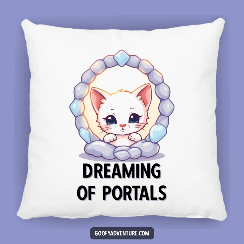Funny Kitten Portal Pillow: Cozy & Mysterious Accent for Your Home