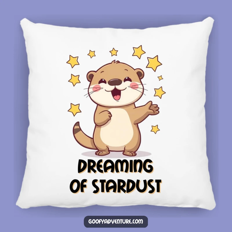 Funny Otter Juggling Stars Pillow: Cozy Up with Celestial Fun and Humor