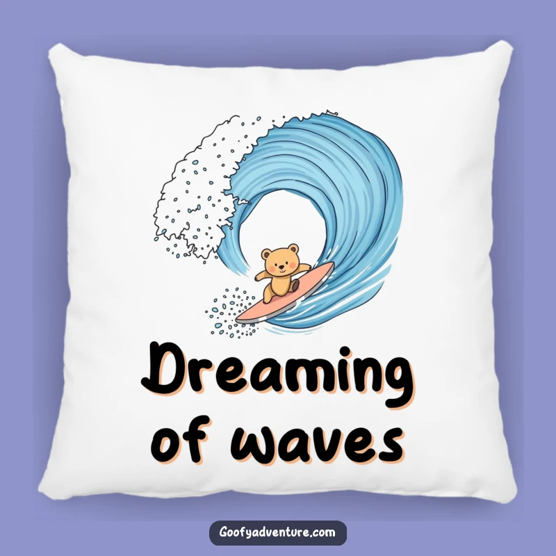 Funny Bear Cub Surfing Pillow: Cute Animal Comfort, Hilarious Funny Gift