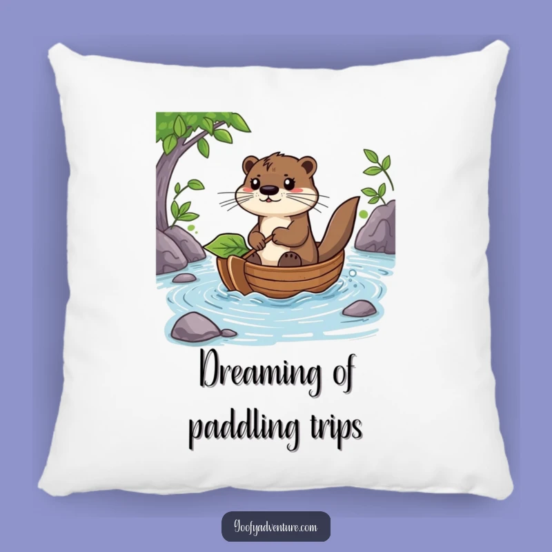 Funny Otter Leaf Boat Pillow: Cozy & Hilarious River Adventure Decor