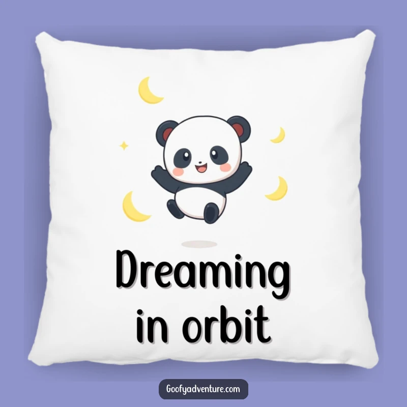 Funny Panda Moon Jumper Pillow: Comfy Dreamscape Cushion
