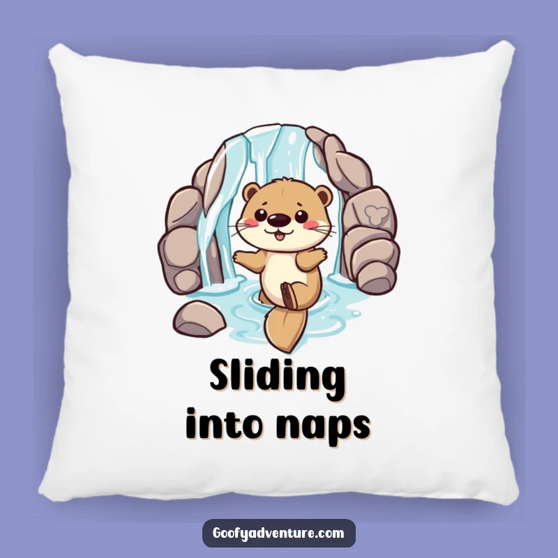 Funny Otter Pillow, Waterfall Comfort, Playful Aquatic Accent Gift