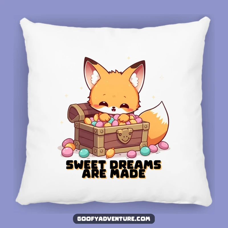 Funny Kawaii Fox Candy Treasure Pillow: Sweet Dreams Guaranteed!