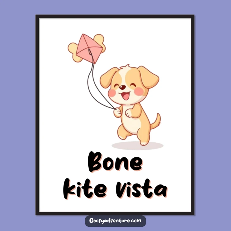 Funny Puppy Bone Kite Digital Art: Instant Joy & Hilarious Dog Decor