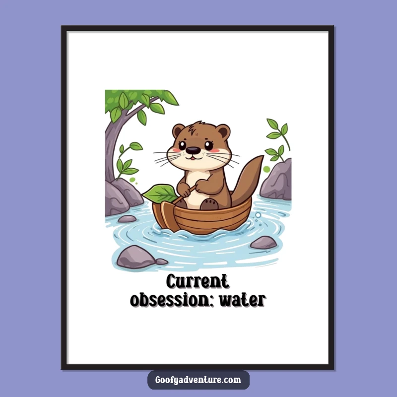 Funny Otter Leaf Boat Digital Print: Bring Adventure Home Art