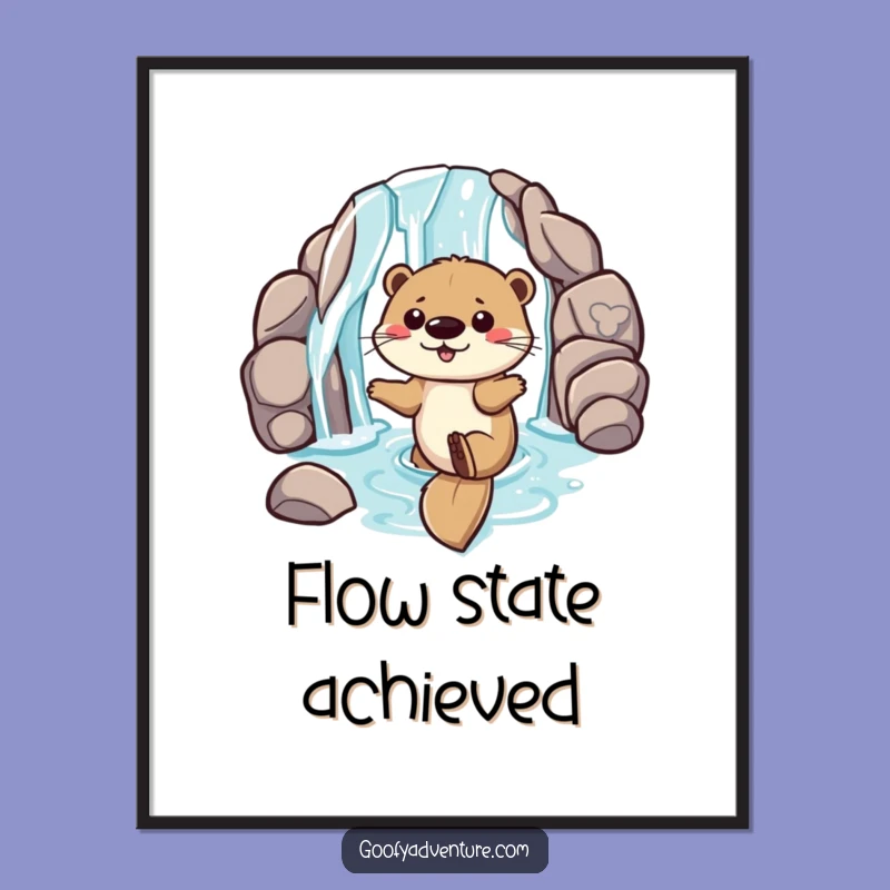 Funny Otter Digital Art, Waterfall Slide Fun, Instant Playful Decor Gift