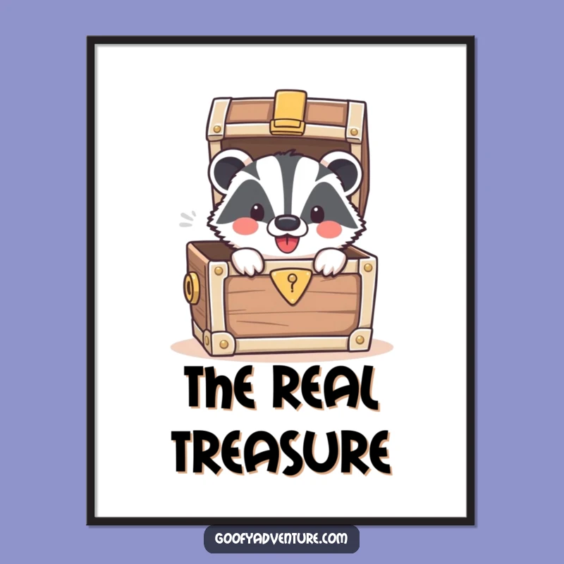 Funny Badger Treasure Chest Digital Art: Printable Wealth and Wit