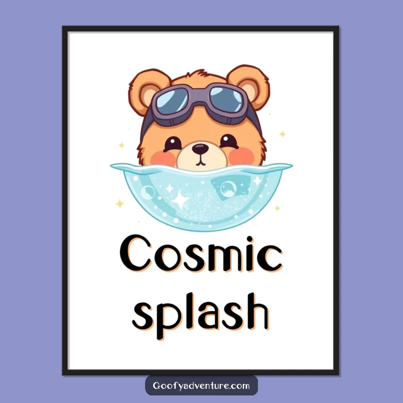 Funny Bear Stardust Dive Digital Art - Printable Cosmic Wall Decor!