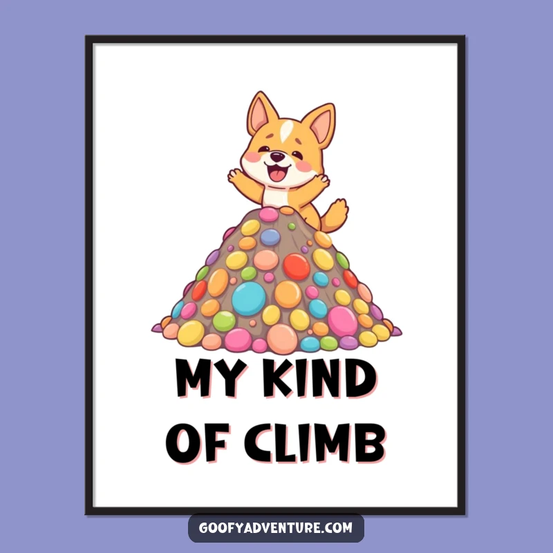 Funny Dog Candy Mountain Print: Sweet Digital Art for Dog Lovers