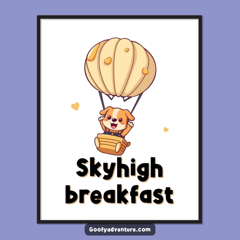 Funny Dog Pancake Jump Digital Art - Printable Hilarious Breakfast Decor!