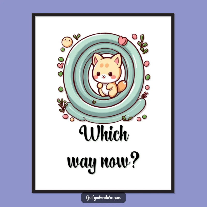 Funny Kawaii Animal Maze Digital Art: Whimsical Path, Instant Hilarious Gift Download