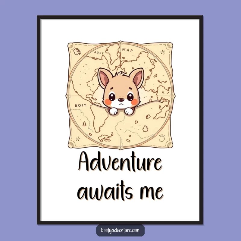 Funny Map Peek Digital Art: Curious Animal Print Gift