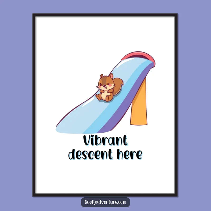 Funny Squirrel Rainbow Slide Digital Print: Instant Joy for Your Walls as a Funny Gift