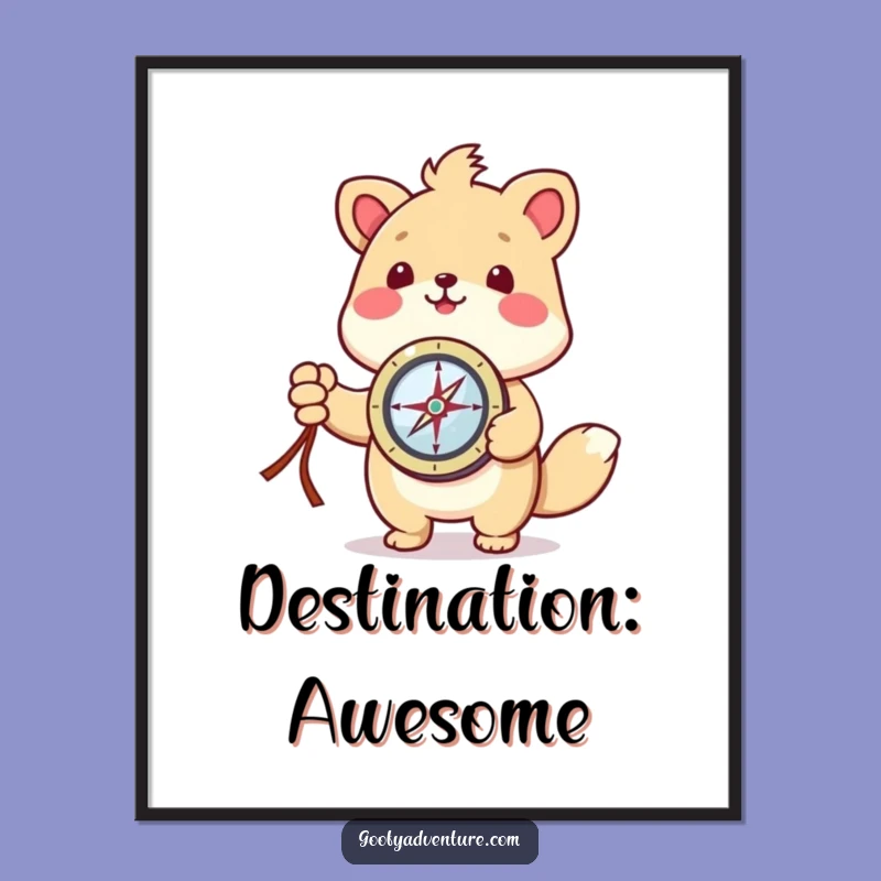 Instant Funny Kawaii Explorer Animal Art Print: Download Adventure Today