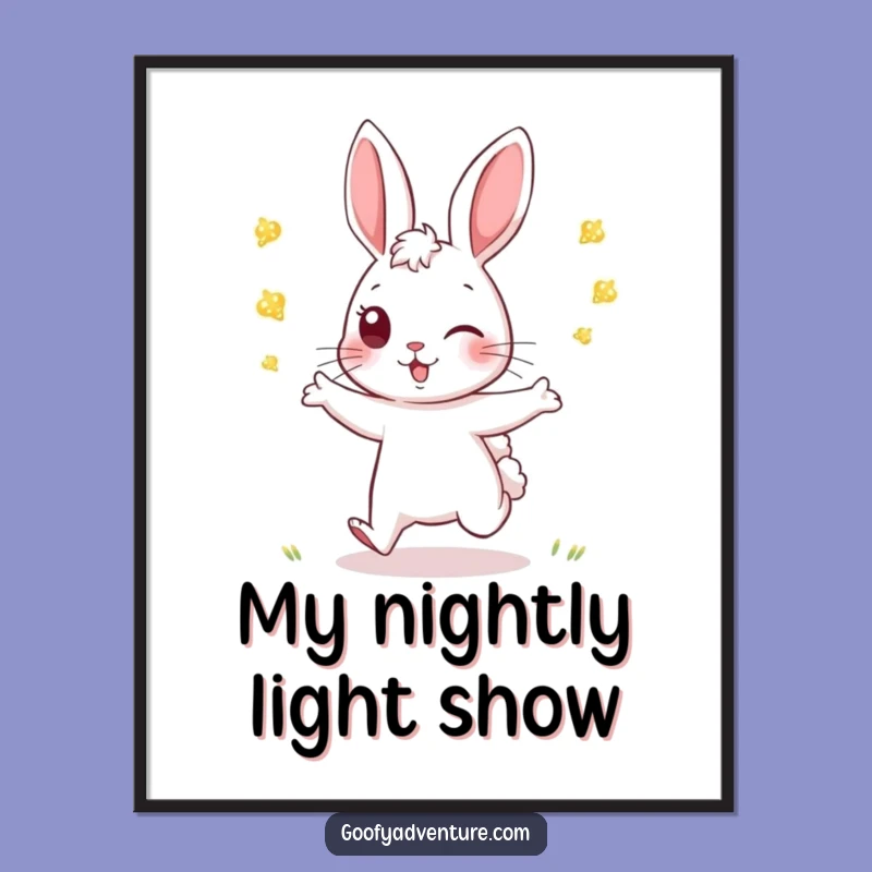 Funny Rabbit Firefly Tag Digital Print: Energetic Wall Decor